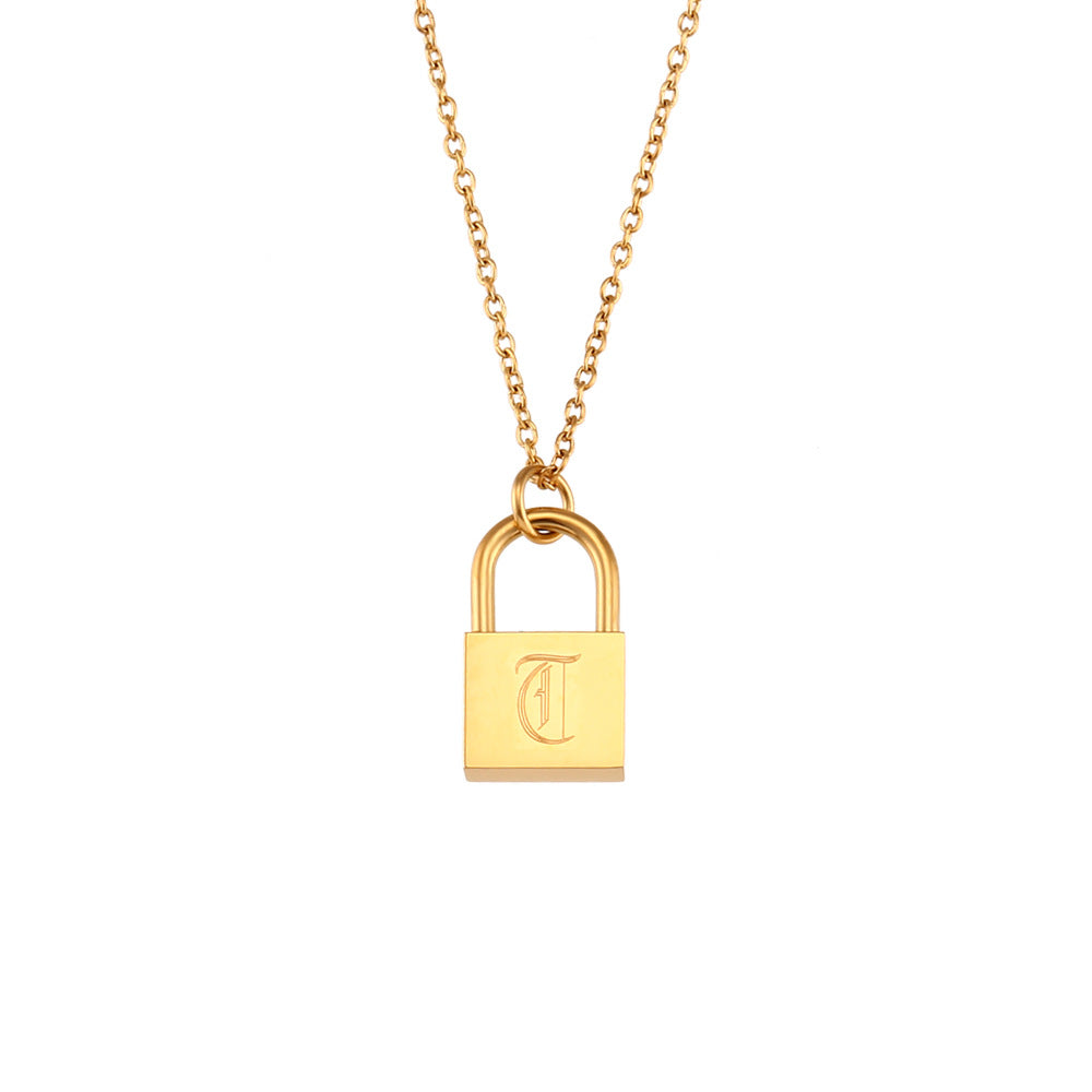 Wholesale hip-hop multi-layer stainless steel letter concentric lock necklace